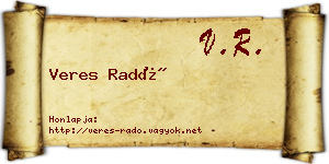 Veres Radó névjegykártya